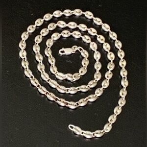 5mm Sterling Silver Hollow Puffed Marina Mariner Link Chain Necklace / Unisex